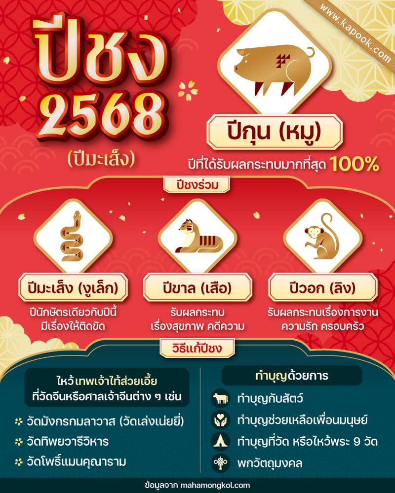 ปีชง 2568 ปีนักษัตรชง วิธีแก้ชง และเคล็ดลับเสริมดวง
