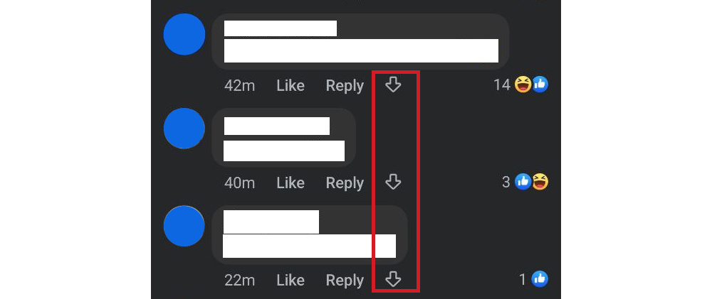 ลูกศรชี้ลง facebook
