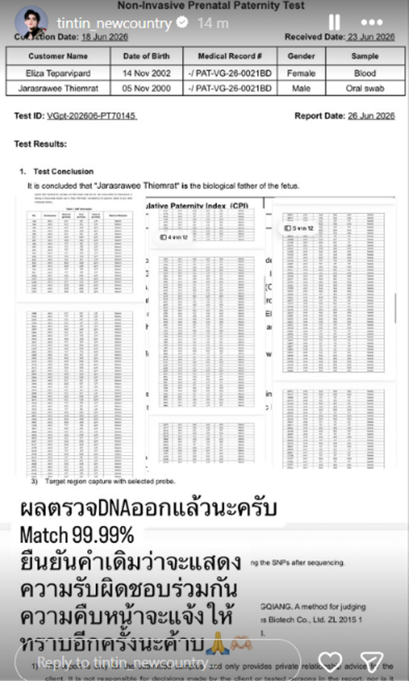 ผลตรวจ DNA ฟารีดา ติณติณ