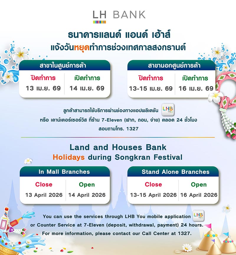 สงกรานต์ธนาคารปิดไหม LH bank