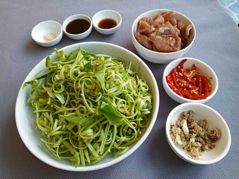 สูตรผัดผักบุ้งหมูหมัก