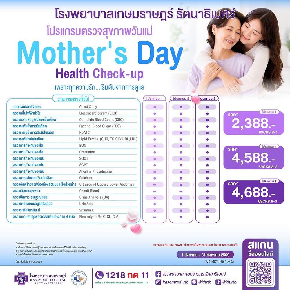 ตรวจสุขภาพ โรงพยาบาลเกษมราษฎร์ รัตนาธิเบศร์