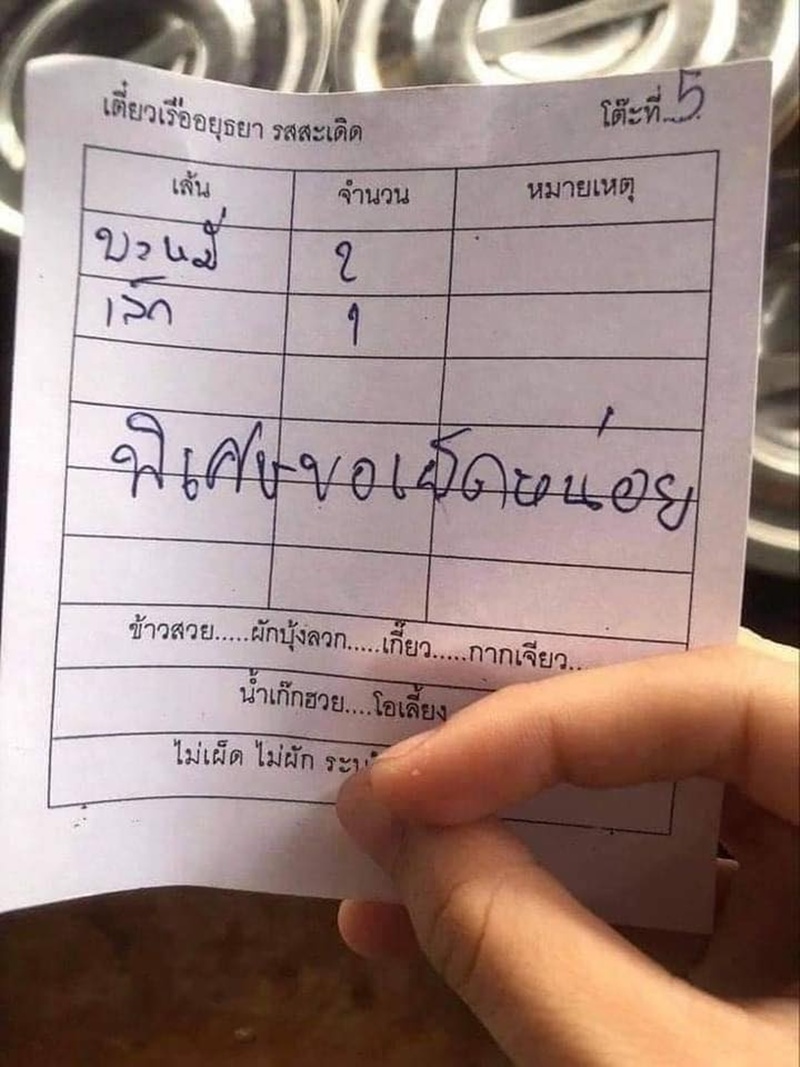 ใบสั่งก๋วยเตี๋ยว