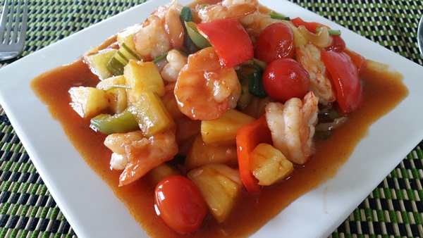 ผัดเปรี้ยวหวานกุ้ง