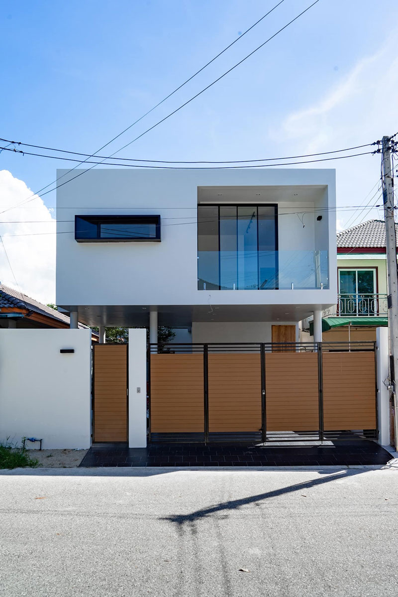 แบบบ้านทรงกล่องสไตล์โมเดิร์นสองชั้น