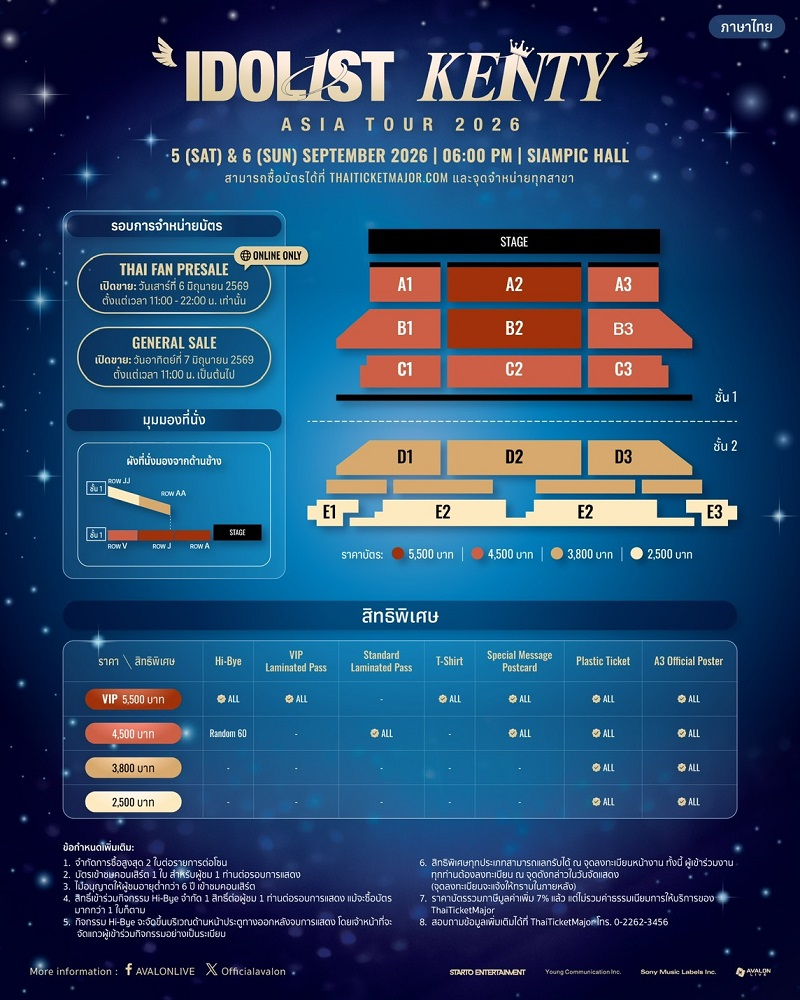 KENTY คอนเสิร์ต ผังที่นั่ง
