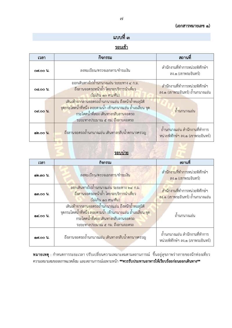 กำหนดการท่องเที่ยวรูปแบบที่ 3 ลำคลองงู 2567