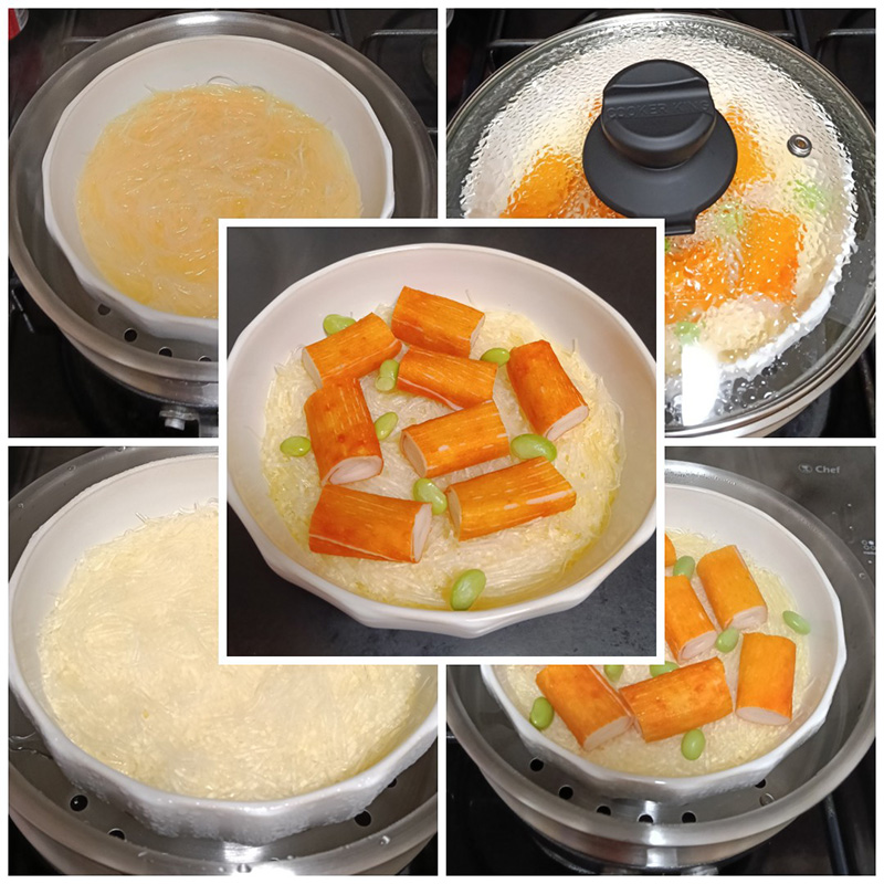 ไข่ตุ๋นวุ้นเส้นปูอัดซุปมิโซะ เมนูไข่ ไข่ตุ๋น สูตรอาหาร