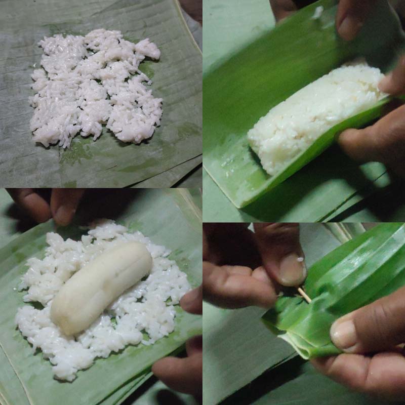 วิธีทำ ข้าวเหนียวปิ้งไส้กล้วย