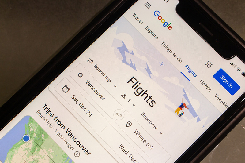 Google Flights จองตั๋วเครื่องบิน