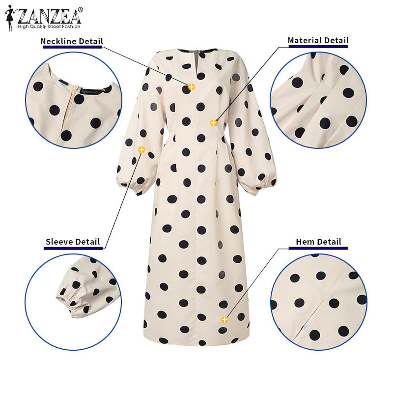 Zanzea ชุดเดรสลายจุดทรงหลวม
