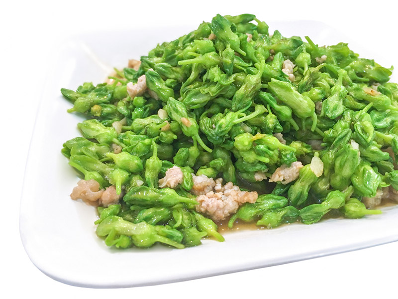 ดอกขจรผัดหมูสับ