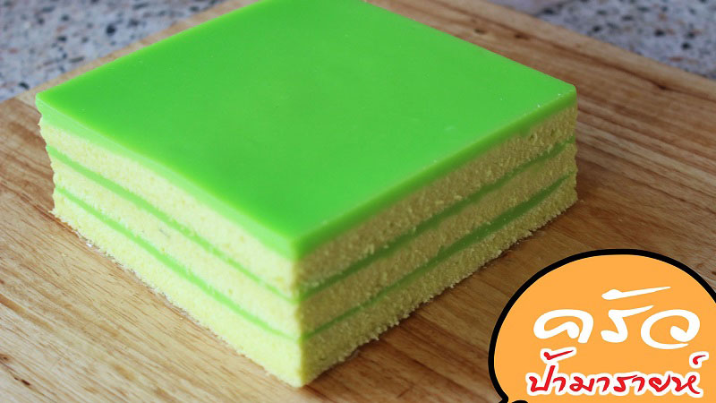 เค้กถาดชิฟฟ่อนใบเตยหน้านิ่ม
