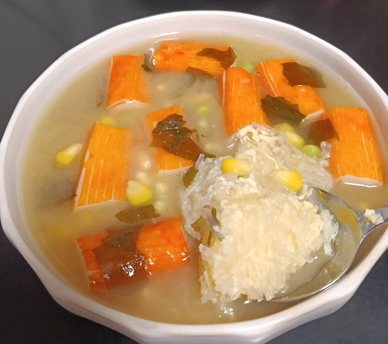 ไข่ตุ๋นวุ้นเส้นปูอัดซุปมิโซะ เมนูไข่ ไข่ตุ๋น สูตรอาหาร