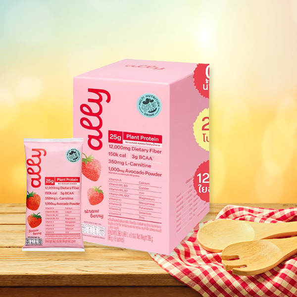 เครื่องดื่มทดแทนมื้ออาหาร Ally powder Strawberry