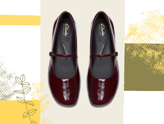 รองเท้าแมรี่เจน Clarks รุ่น LIVIA SKY สี BURGUNDY PATENT