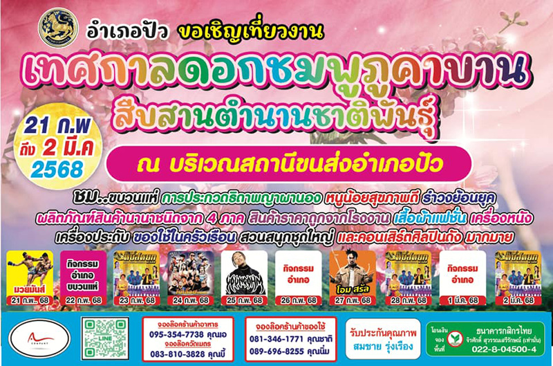 เทศกาลดอกชมพูภูคาบาน สืบสานตำนานชาติพันธุ์ ปี 2568 กำหนดการ