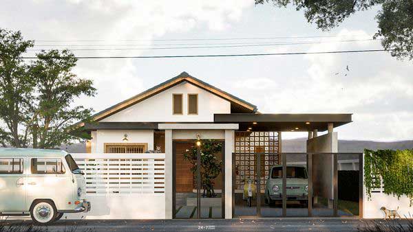 แบบบ้านชั้นเดียวโมเดิร์น 3 ห้องนอน