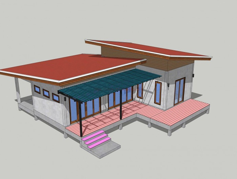 แบบบ้านโมเดิร์นชั้นเดียวในสวน