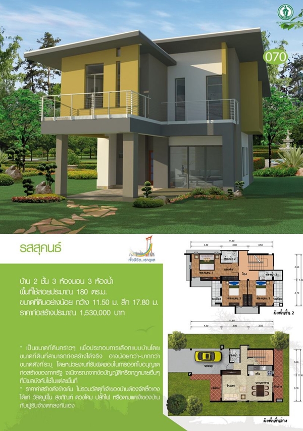 แบบบ้าน 2 ชั้น พร้อมแปลนฟรี แบบบ้านรสสุคนธ์
