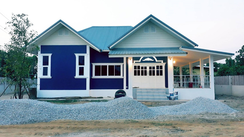 สร้างบ้านชั้นเดียว 2 ห้องนอน 1 ห้องน้ำ