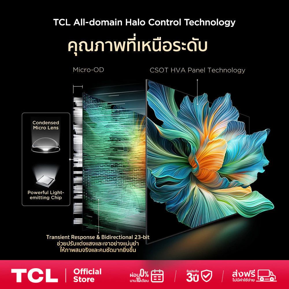 TCL ทีวี 55 นิ้ว 4K Mini QLED Google TV รุ่น 55Q6C
