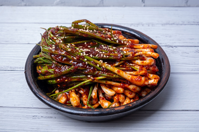 กิมจิต้นหอม พันจัน เครื่องเคียงอาหารเกาหลี เมนูอาหารเกาหลี สูตรอาหาร 