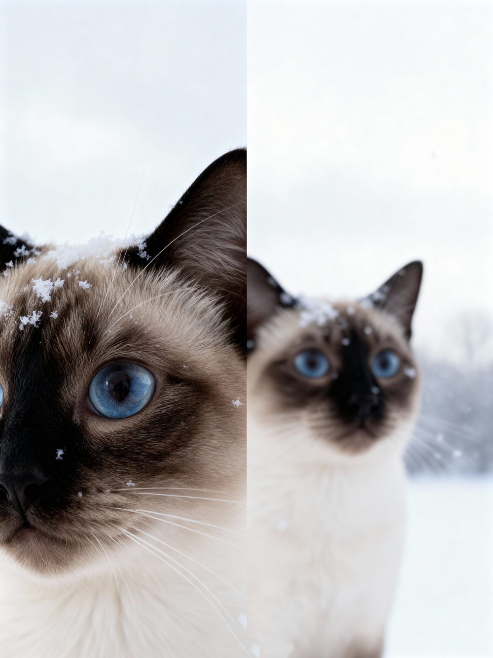 แมวในวิวหิมะ