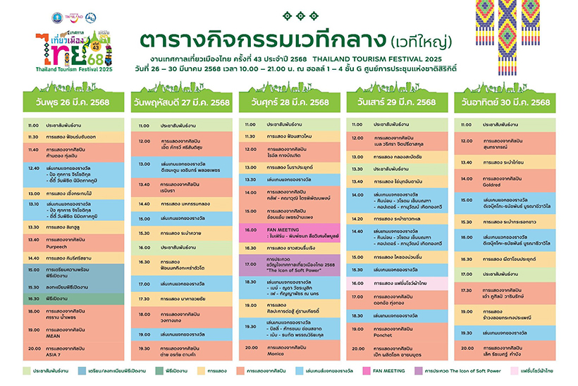 เทศกาลเที่ยวเมืองไทย 2568 ตารางกิจกรรม