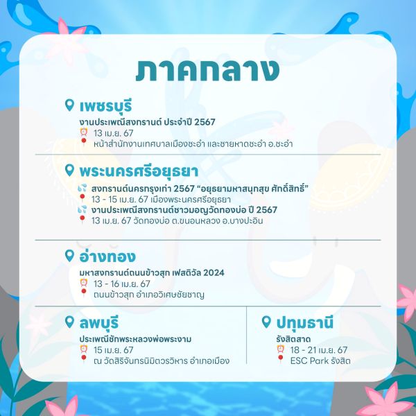 งานสงกรานต์ 2567 ภาคกลาง