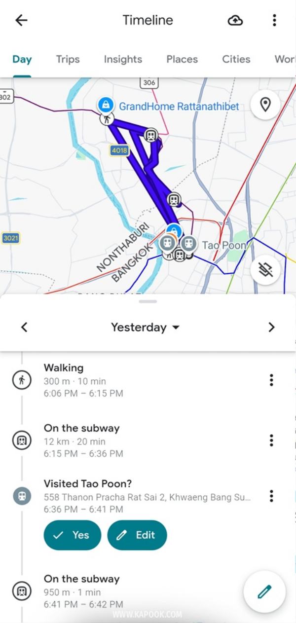 ดูประวัติ Timeline ใน Google Maps