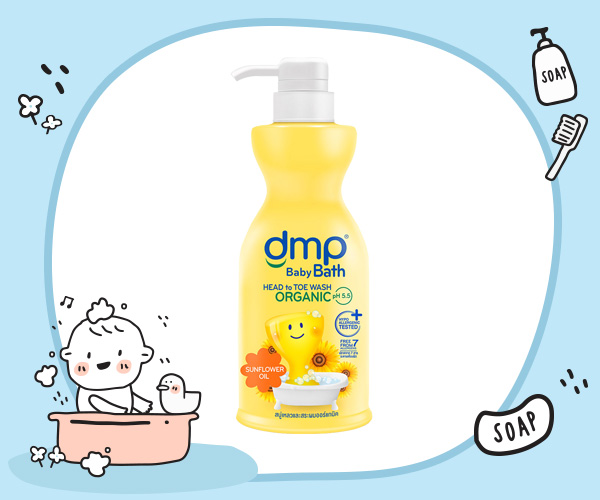 DMP Baby Bath Head to Toe Wash Sunflower Oil Organic pH 5.5
