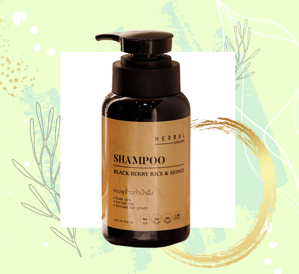 Herbal Ground Black Berry Rice and Honey Shampoo ยาสระผมแก้ผมร่วง