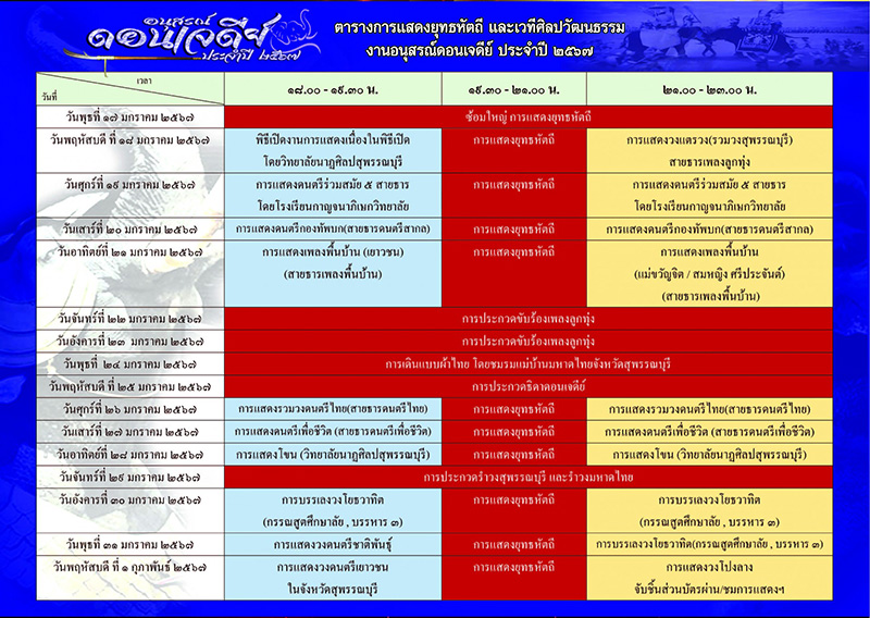 ตารางการแสดงยุทธหัตถี