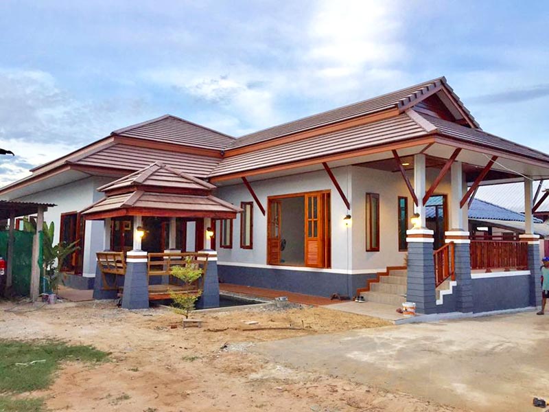 แบบบ้านชั้นเดียว 3 ห้องนอน 2 ห้องน้ำ ไทยประยุกต์