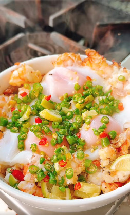 ไข่ดาวกุ้งกระเทียม เมนูไข่ เมนูกุ้ง สูตรอาหาร วิธีทำ