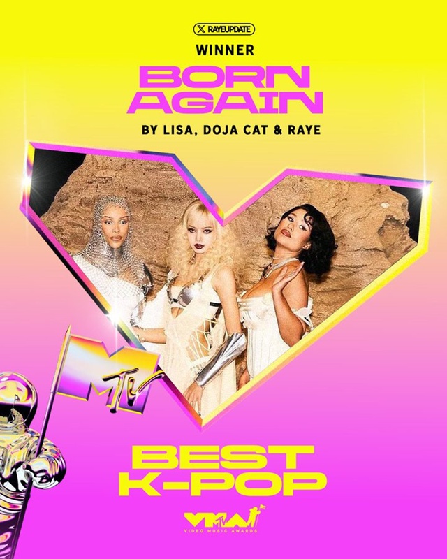 ลิซ่า คว้ารางวัล BEST KPOP MTV VMAs 3 ปีซ้อน