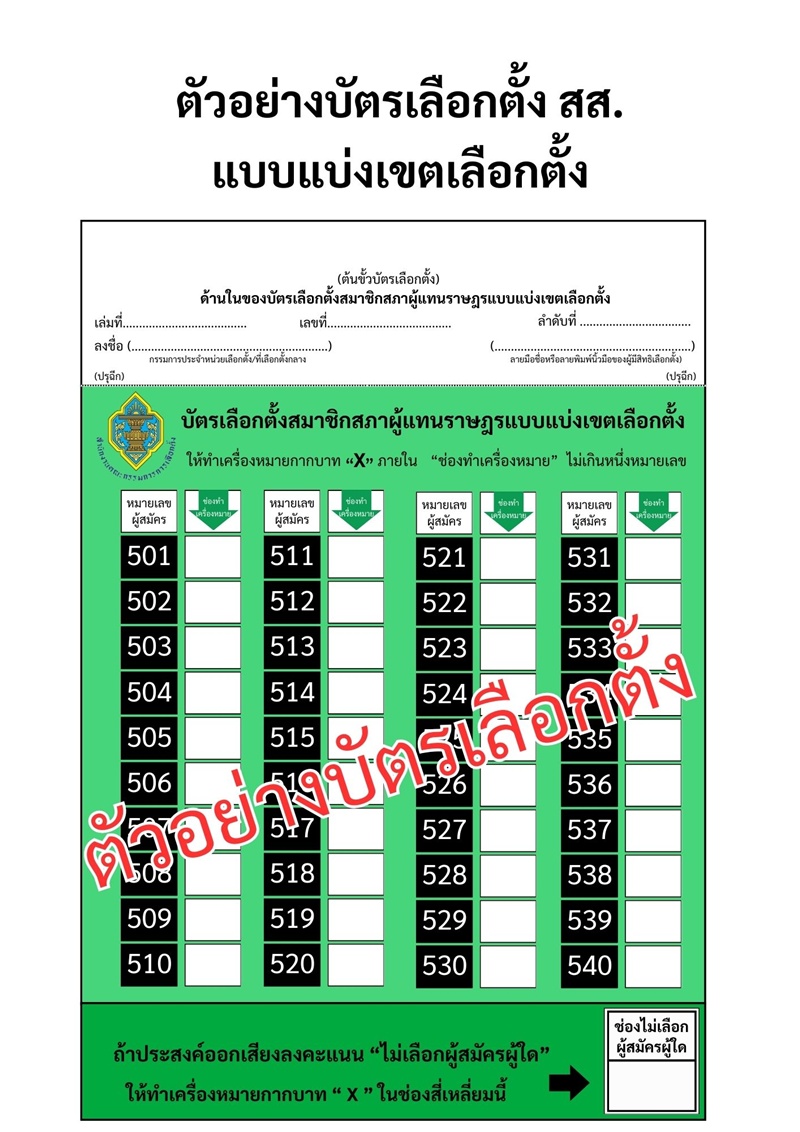 บัตรเลือกตั้ง 2569 มีกี่ใบ