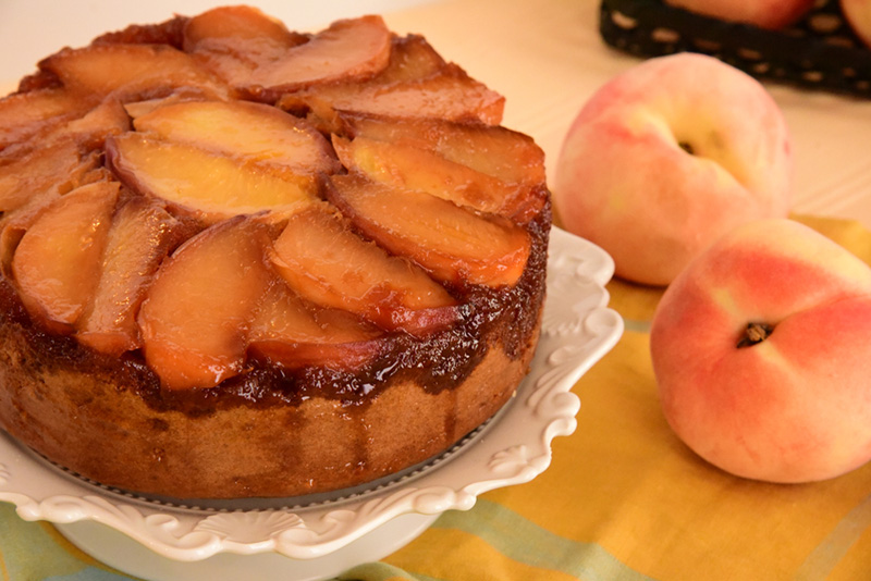 เค้กอัพไซด์ดาวน์พีช สูตรเค้กอัพไซด์ดาวน์ สูตรขนม วิธีทำ ขนมเค้ก