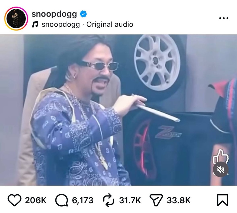 Snoop Dogg ลงคลิป แจ๊ส ชวนชื่น บนไอจี