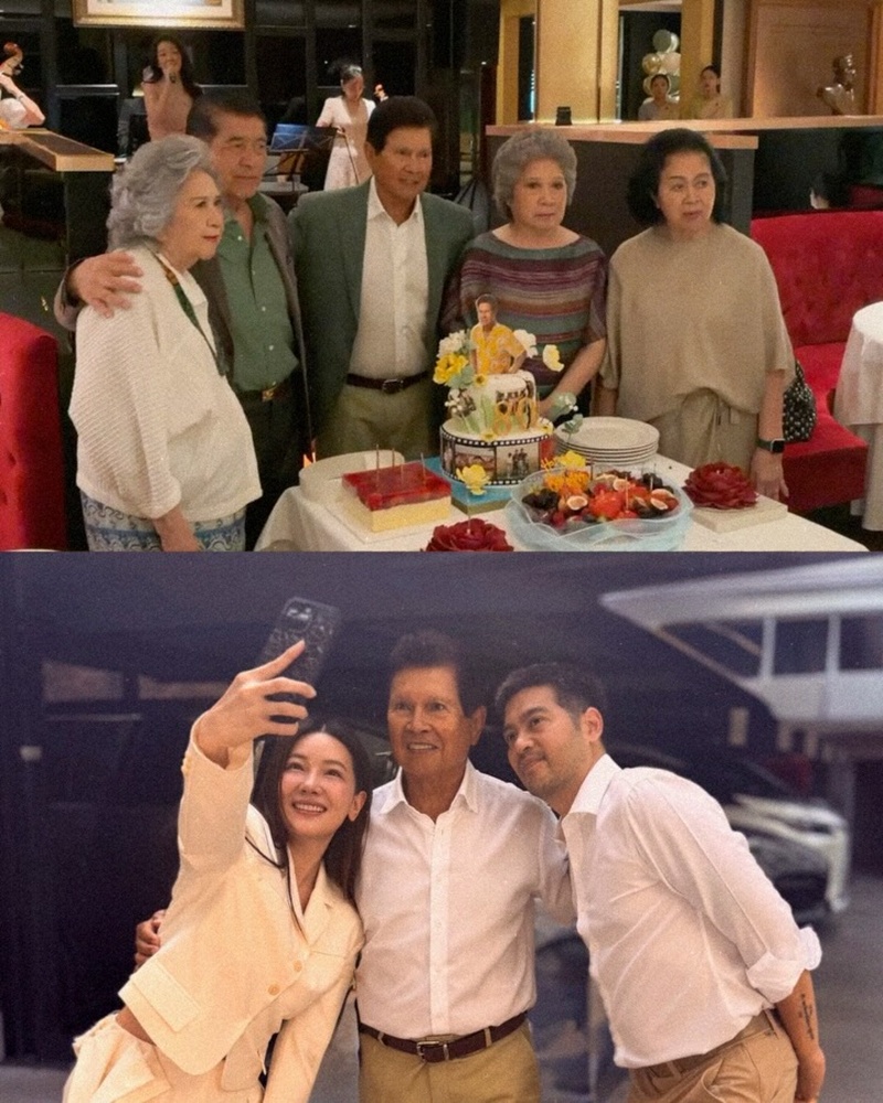 นุ่น วรนุช โพสต์ภาพครอบครัวภิรมย์ภักดี ฉลองวันเกิดคุณพ่อสามี ต๊อด ปิติ