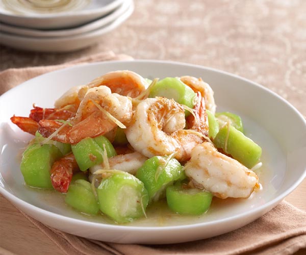 ผัดบวบกุ้ง