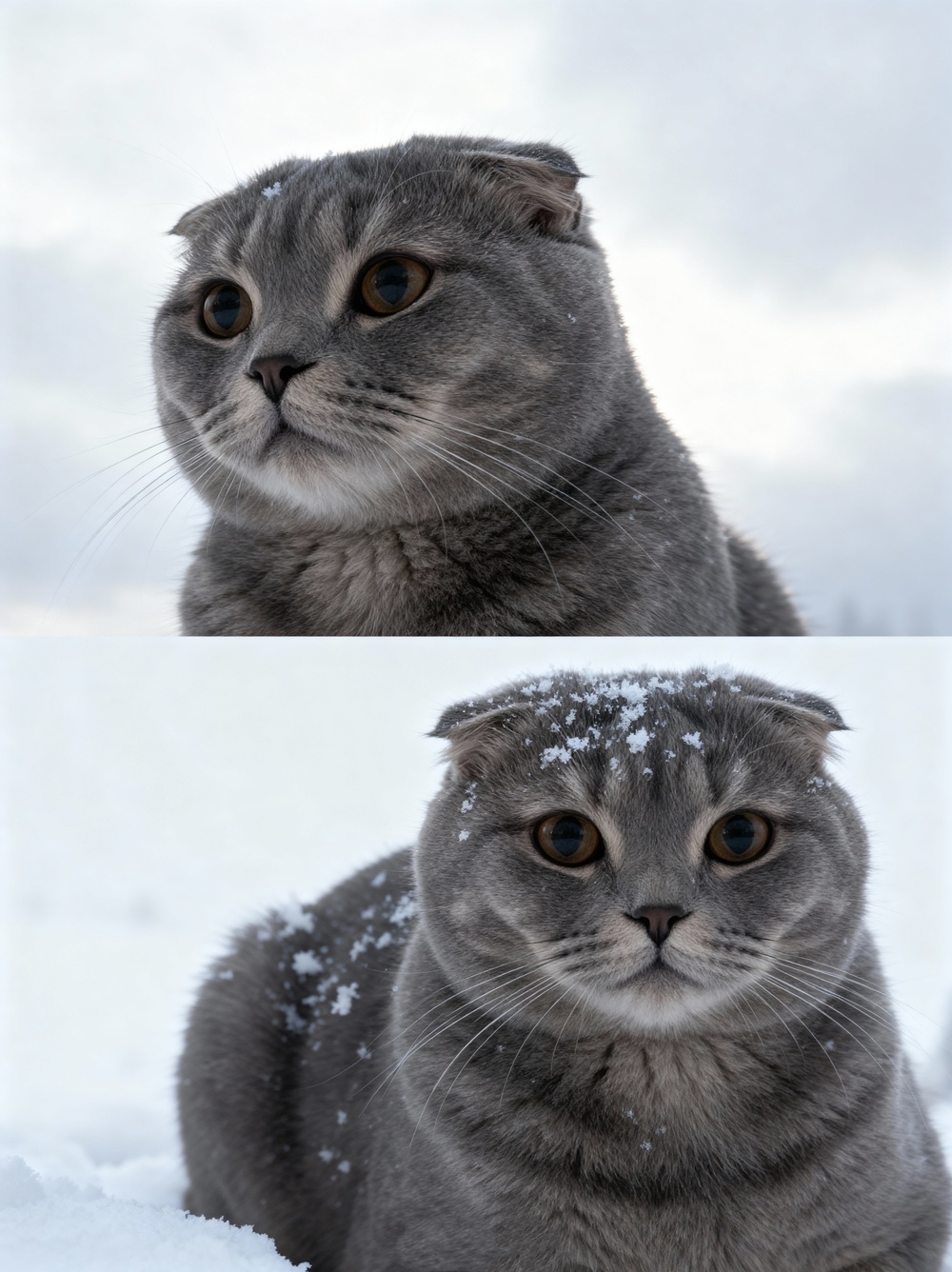 แมวในวิวหิมะ