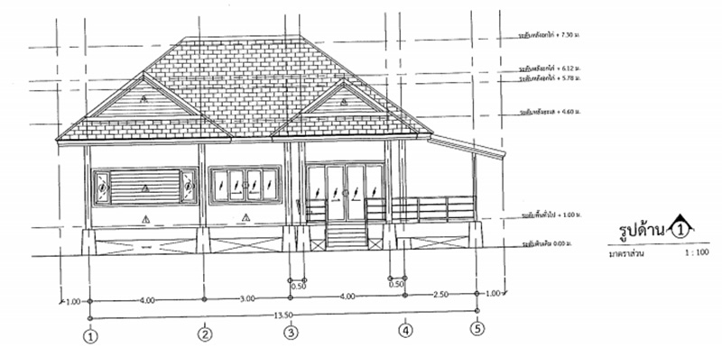 สร้างบ้านชั้นเดียว 2 ห้องนอน 1 ห้องน้ำ