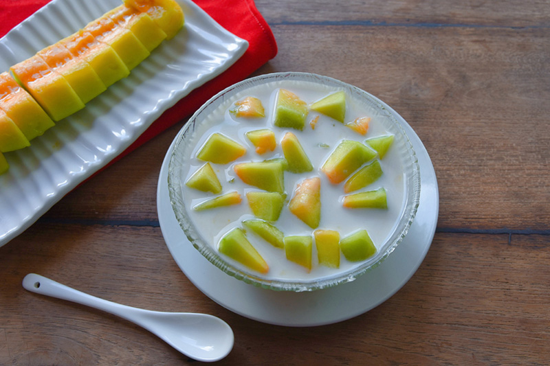 แตงไทยน้ำกะทิ ของหวาน เมนูจากมะพร้าว เมนูอาหาร สูตรขนม สูตรเครื่องดื่ม