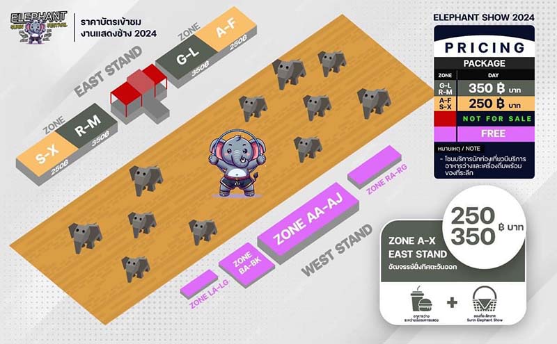 งานมหัศจรรย์งานช้างสุรินทร์ 2567 ราคาบัตร ผังที่นั่ง