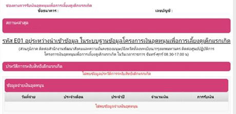 เงินอุดหนุนเด็กแรกเกิด