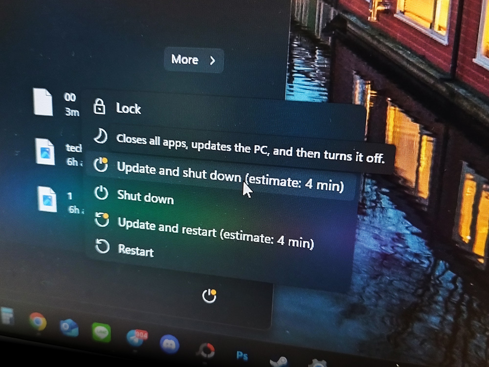 Update and shut down