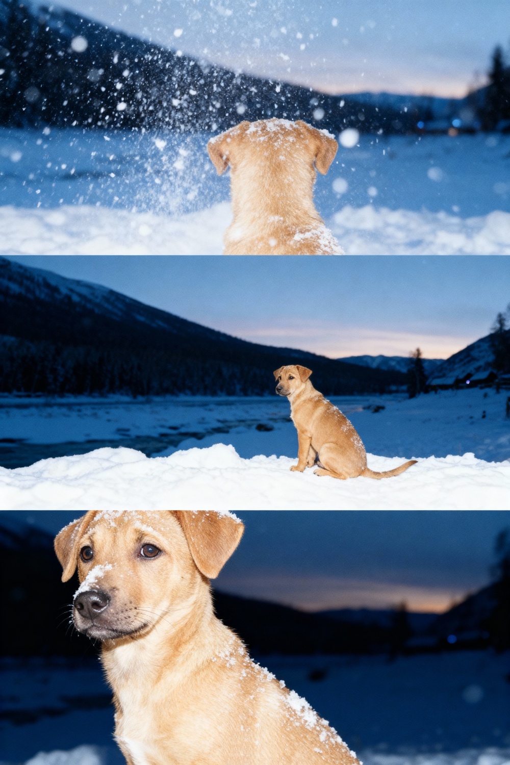 หมาในวิวหิมะ