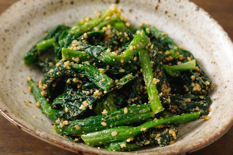 ผักปวยเล้งน้ำมันงา พันจัน เครื่องเคียงอาหารเกาหลี เมนูอาหารเกาหลี สูตรอาหาร